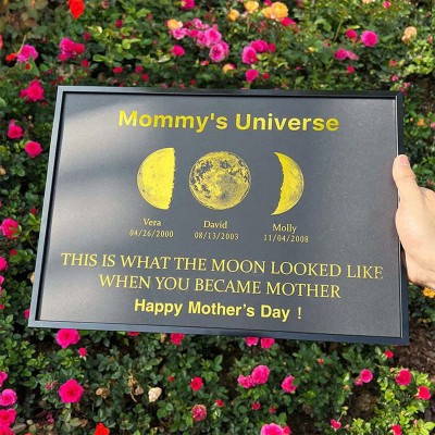 Custom Moon Phase Wooden Sign Warm Wall Art For Mother's Day Gift